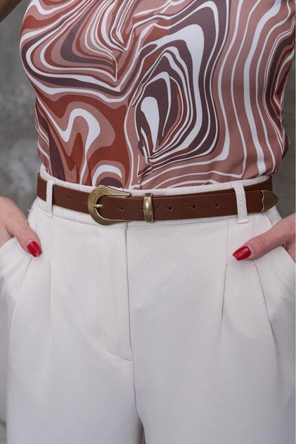 Oval Buckle Bridge End Set Women's Trouser Belt Dress Belt Shirt Belt Coat Belt
