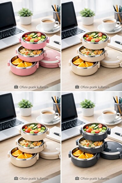 Zeria Home FreshBox 3 Katlı Sızdırmaz Yemek Termosu- Microdalga