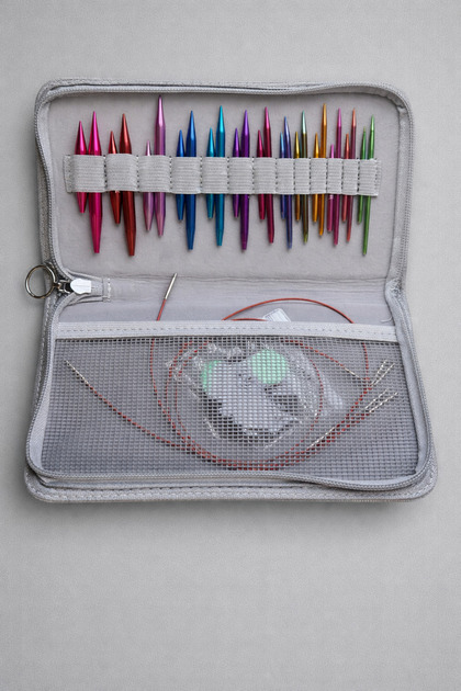 Circular Knitting Needle Set, Aluminum 24 Interchangeable Sizes