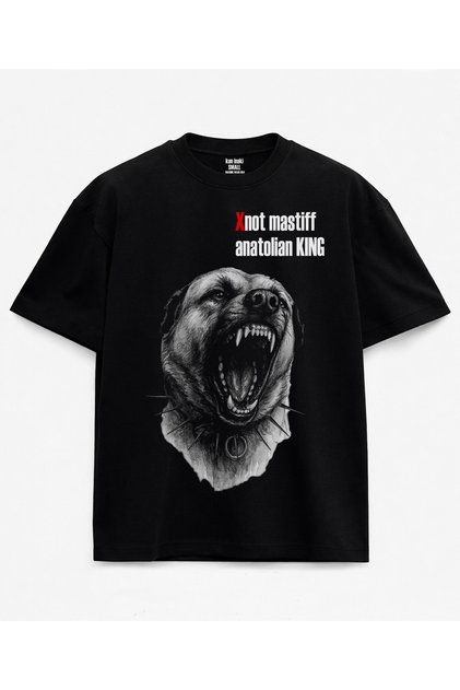 Sivas Kangal Köpeği Not Mastiff Anatolian King Anadolu Çoban Köpek Baskılı Siyah Unisex Tişört