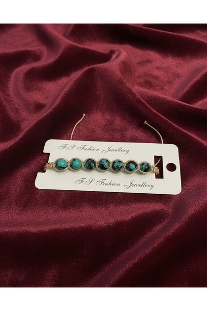 Turquoise Crimped Howlite Stone Hand Knitted Macrame Bracelet
