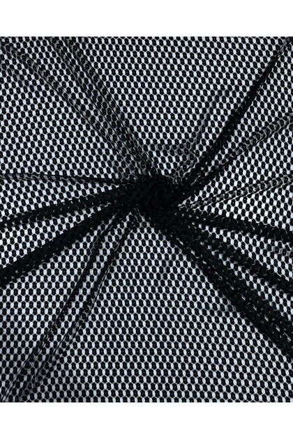 Black Knitted Pattern Lace Fabric – Width 150 cm