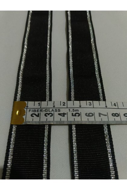 Sİyah Simli Kenar Dekoratif Şerit 1 Metre