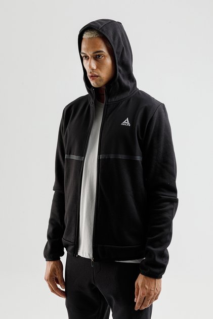 Engineered Hr Fleece I Men's Full-Length Zip-Up and Hooded Tracksuit Set Black