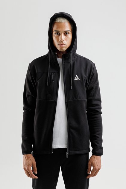 Engineered Zr Fleece I Men's Full-Length Zip-Up and Hooded Tracksuit Set Black