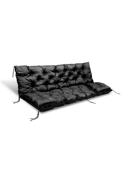 Pernă de grădină 180x60x50 cm + 2 perne pentru balansoar, impermeabilă, neagră
