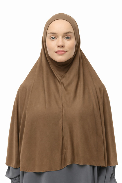 Ready-To-Wear Turban Veil Practical Scarf Hijab with Niqab - Prayer Covering Shawl (3XL) - Mink