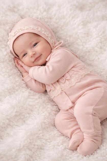 BYS BABY FASHION 5'Li Fransız Dantelli Yenidoğan Kız Bebek Hastane