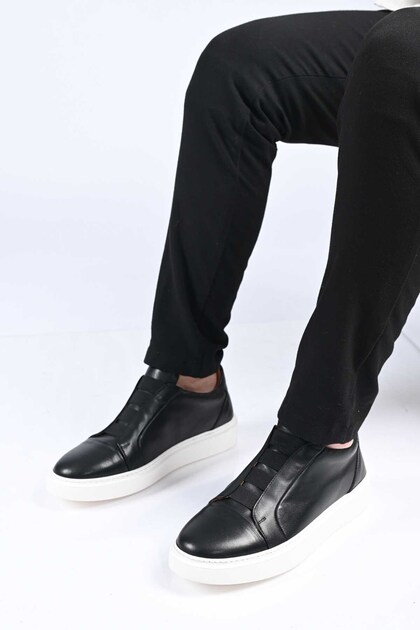 Laceless Elastic Eva Sole Genuine Leather Sneaker 174-24226 Men's Shoes