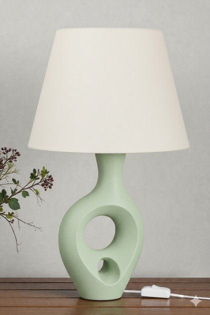 Zenith Modern Abajur | 25 cm Kumaş Şapka | Bioplastik Gövde | E27 Duy | 2 m Kablolu Masa Lambası