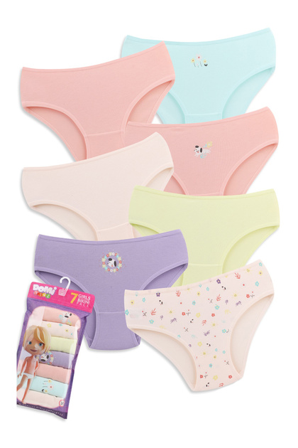 Cotton Printed Girls' 7-Piece Slip Panties - 26m 79500