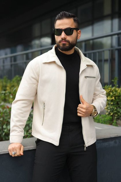 Premium Seasonal Jacket with Leather Collar Detail