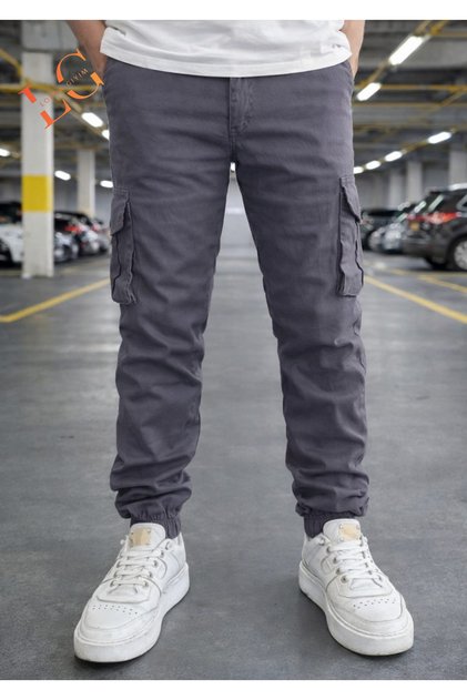 Men's Pants with Pockets, High Waist, Zippered Elastic Cuffs