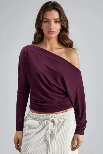 Busem Boat Neck Draped Blouse