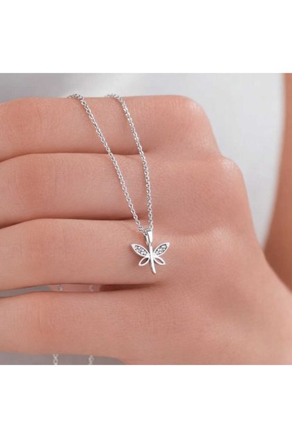 Minimal Tasarım Yusufcuk Figürlü Zirkon Taşlı Kolye - Gümüş Renk, Kararmaz ve Antialerjik