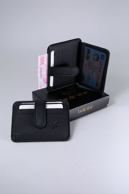 Unisex Leather Card Holder Ares Bl2003 Black
