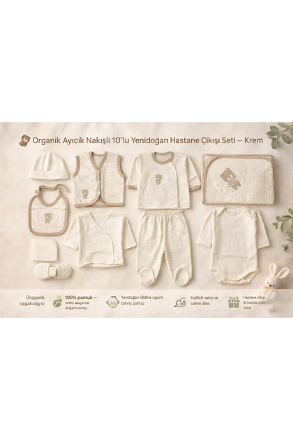 Teddy Bear Embroidered 10-Piece Newborn Hospital Discharge Set