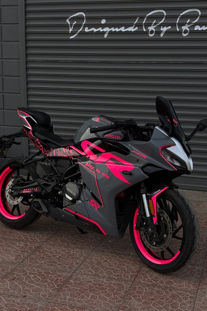 Complete Neon Pink Detailed Sticker Set for Cfmoto 250Sr Motorcycle