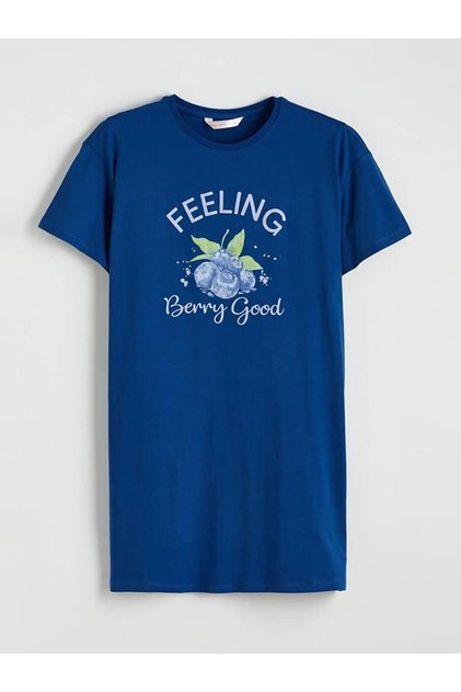 Crew Neck Printed Women's Nightgown