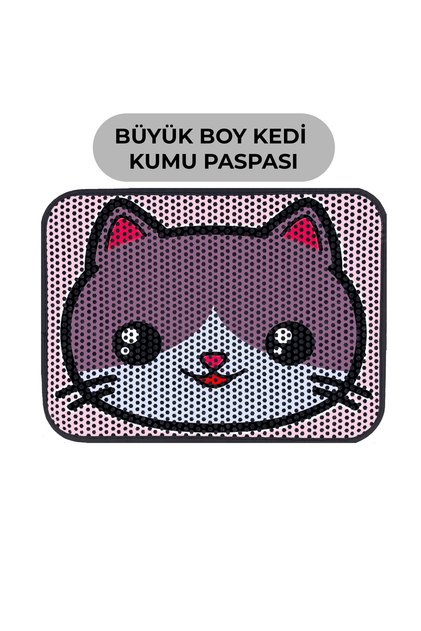 Büyük Boy Renkli Desenli Elekli Kedi Tuvalet Önü Paspası 60 X 80 Cm