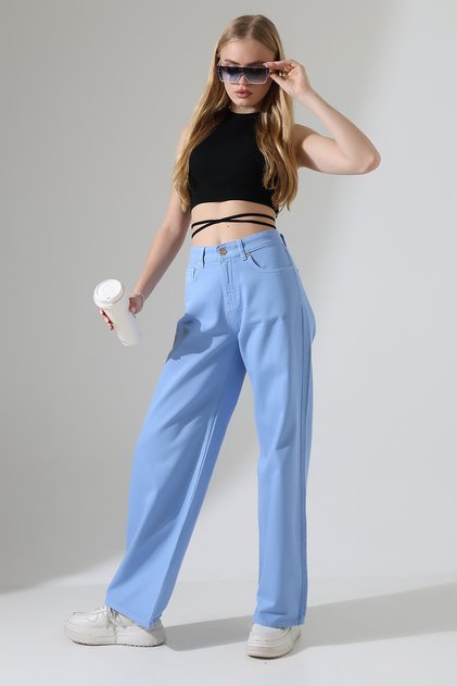 Women's High Waist Woven Wide Leg Pants