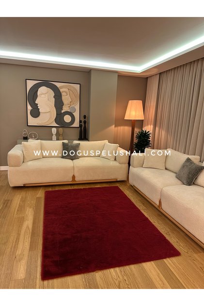 Ultra Soft Bordo Yumuşak Dokulu Peluş Halı Dikdörtgen