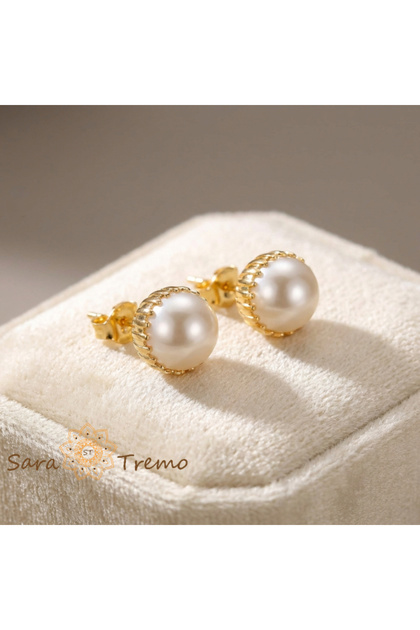 Set Cercei cu Perle – Cercei Placați cu Perle Braziliene de 18K