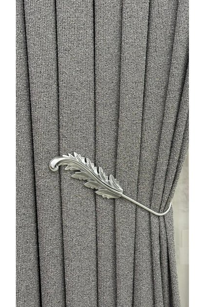 Decorative Leaf Background Curtain Holder | No Drilling & No Screws | Practical Use | (1 Piece Silver)