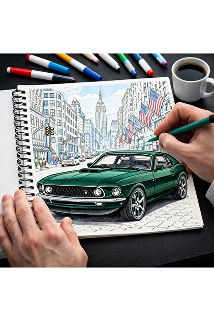 Z&R CRAFT İkonik Arabalar – Yetişkinler İçin Premium Boyama Kitabı