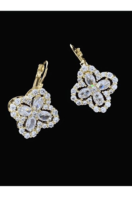 Cubic Zirconia Flower Ethnic Hoop Earring