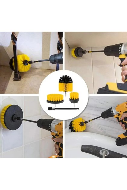 Practical 3-Piece Drill Bit Bathroom Bathtub Shower Cabin Car Wheel Seat Washing Cleaning Brush