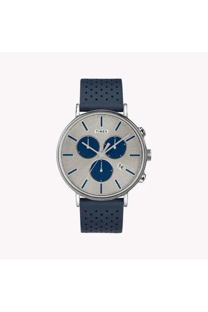 Men's Blue Leather Watch, Silver Dial | Tw2r97700
