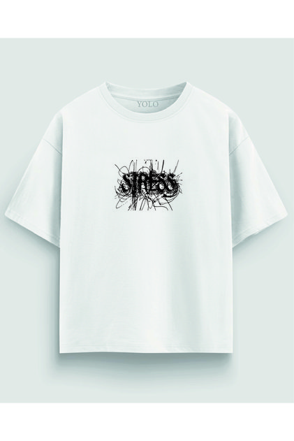 White Oversized Printed Men's T-Shirt