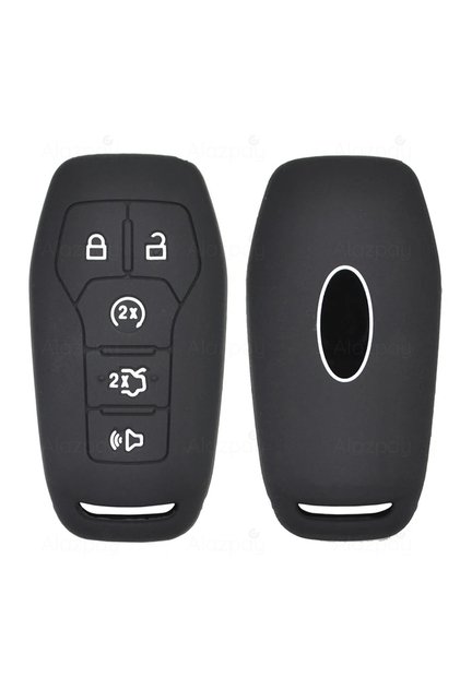 Ford Compatible Fusion, Mondeo, Explorer, Mustang, F150 Flat Silicone Key Cover (Black and White)