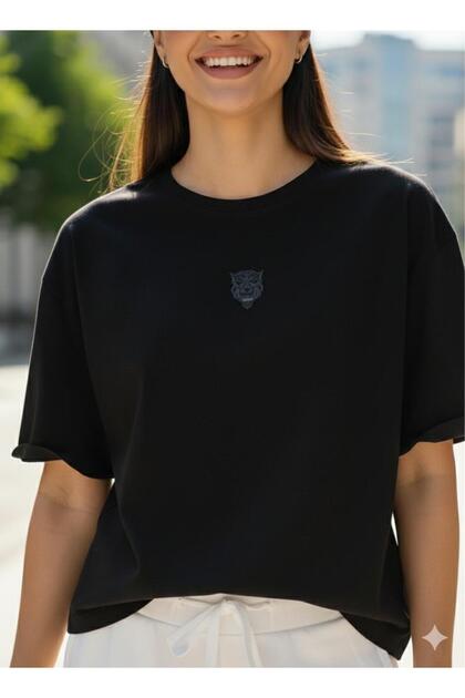 Owl Printed Basic Women's T-Shirt