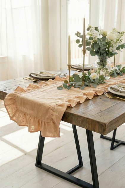 Country Style Ruffled Runner 40X180 cm