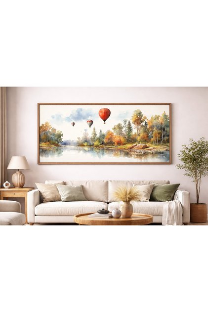 Tek Parça Gerçek Ahşap Yatay Panorama Çerçeveli Tablo