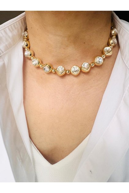 Double Sided Zircon Stone Choker Necklace