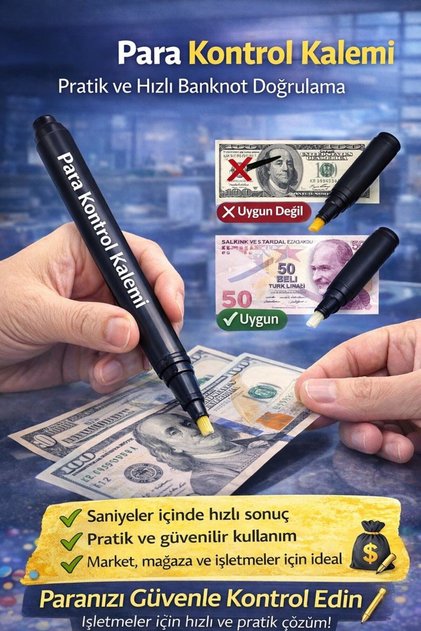 Para Kontrol Kalemi | TL - Dolar Banknotlar İçin Hızlı ve Güvenilir Dedektör