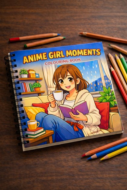 Anime Girl Moments Cozy Coloring Book - Thick Coloring Pages Children and Adult Coloring Book