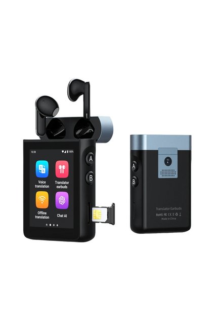 A9 7-in-1 Translator Earbuds with AI Translation, 4G + SIM, Bluetooth 5.3 & Touch Screen