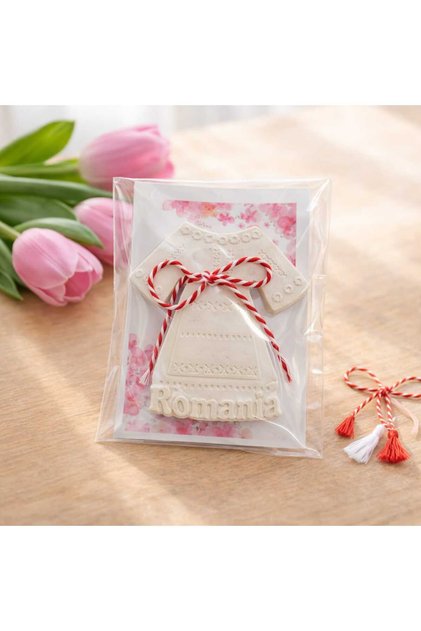 Set 2xIE Martisor tradițional ceramic pentru praf, cu magnet, 7x6.5cm