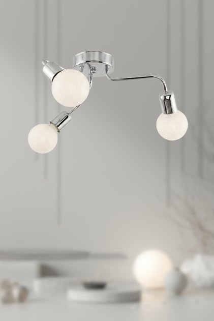 Urmora 3’lü Cam Küre Modern Avize – Salon & Oturma Odası Avizesi