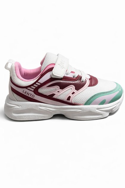 Unisex Children's Velcro and Lace-Up Lightweight Casual Sneaker Sports Shoes White Pink