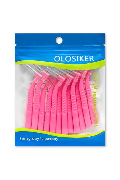 0.6mm(SSSS) Pink 12 interdental brushes L-shaped oblique angles form human cleaning interdental brus