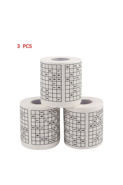 3PCS Sudoku game toilet paper, office and home puzzle roll paper, home creative fun toilet paper, wo