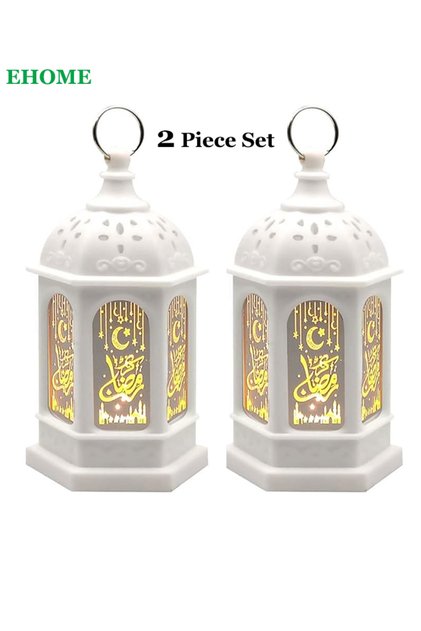 فانوسان من قطعتين بتقنية LED، زينة رمضان وعيد مبارك للمنزل، مصابيح إسلامية تُعلق على الطاولة أو الحائط