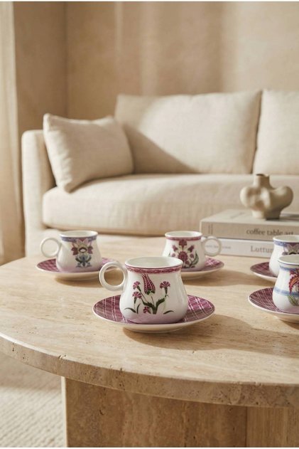 Castiel 6-Person Porcelain Coffee Cup Set - 80 ml