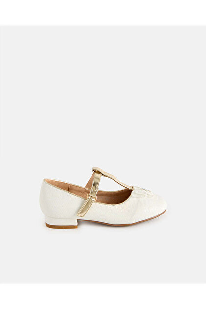 Girls White Butterfly Embellished Mid Heels