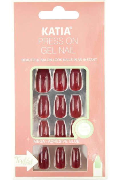 Press On Gel Nails Coven Design for Women, 08 Maroon